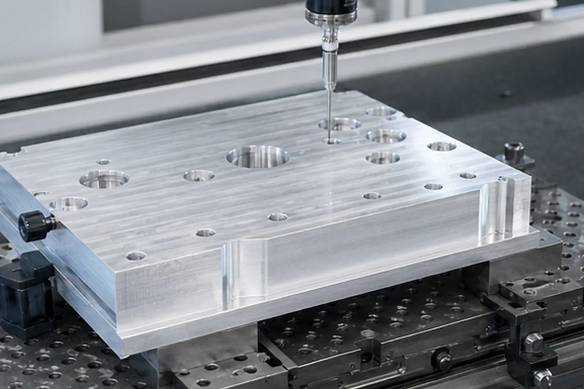 CNC part inspection setup for Telecommunications Equipment